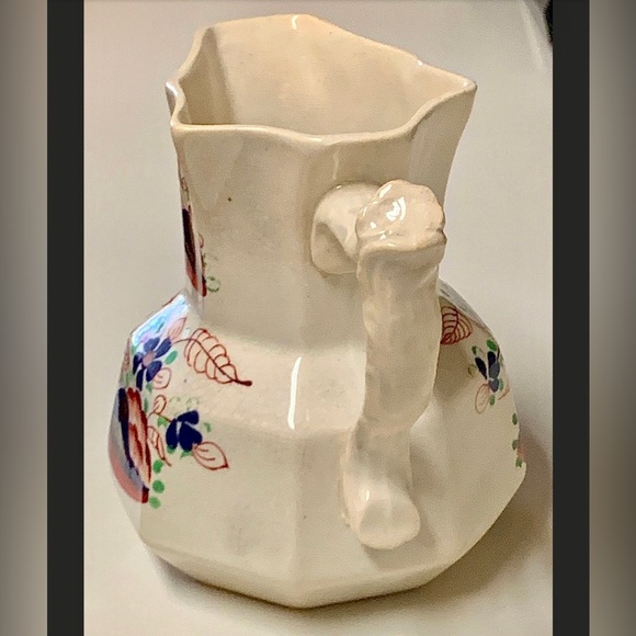 Tree Trunk Handle Gaudy Welsh Forget Me Not Pattern Mason Style Jug Pitcher - Picture 3 of 11